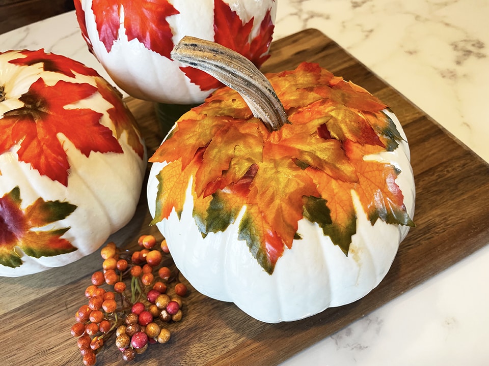 DIY Falling Leaf Pumpkin closeup