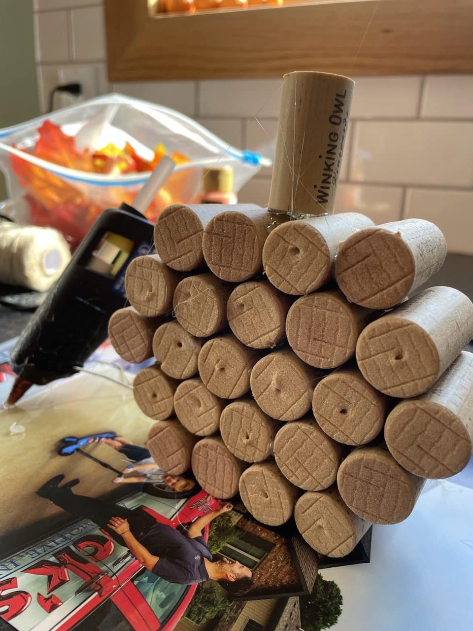 assembling wine corks