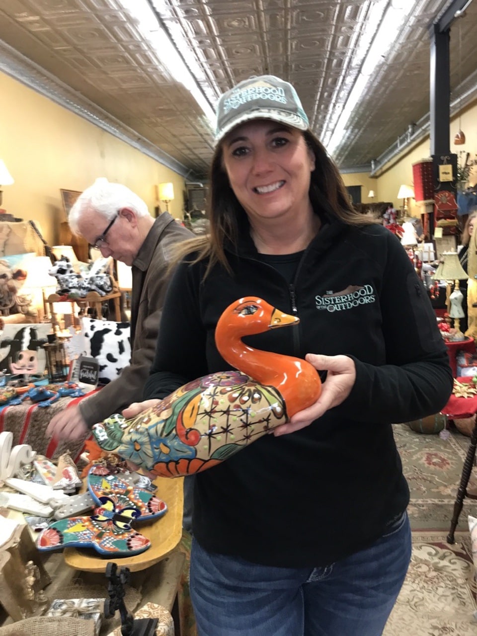 Amy Ray with ceramic duck