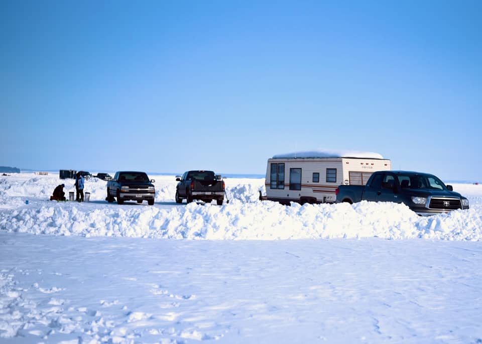 Jenny Anderson RV on ice ice fishing camp