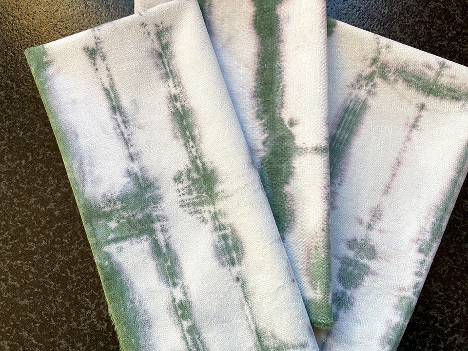 Shibori napkins folded