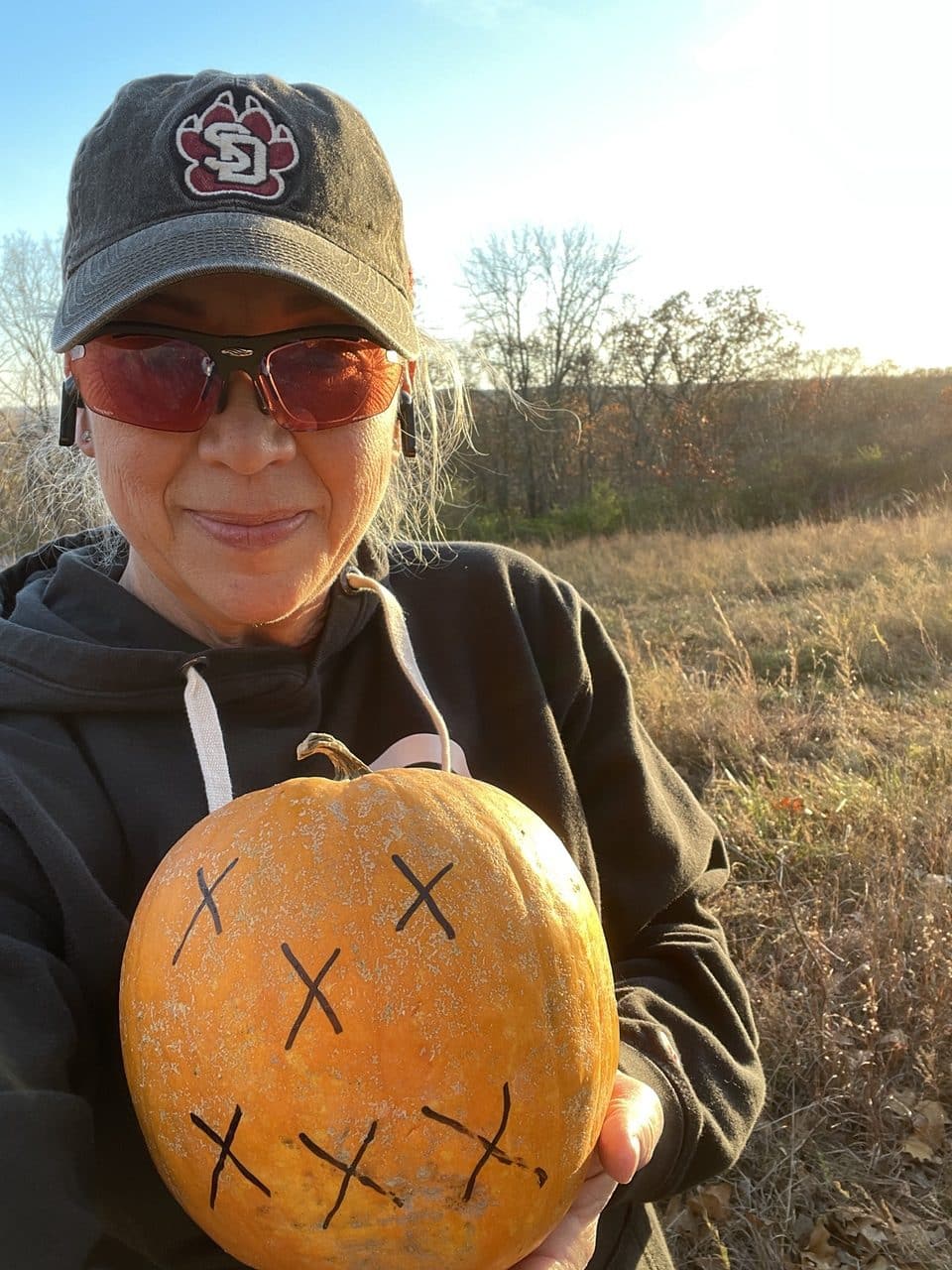 Target on range with pumpkin