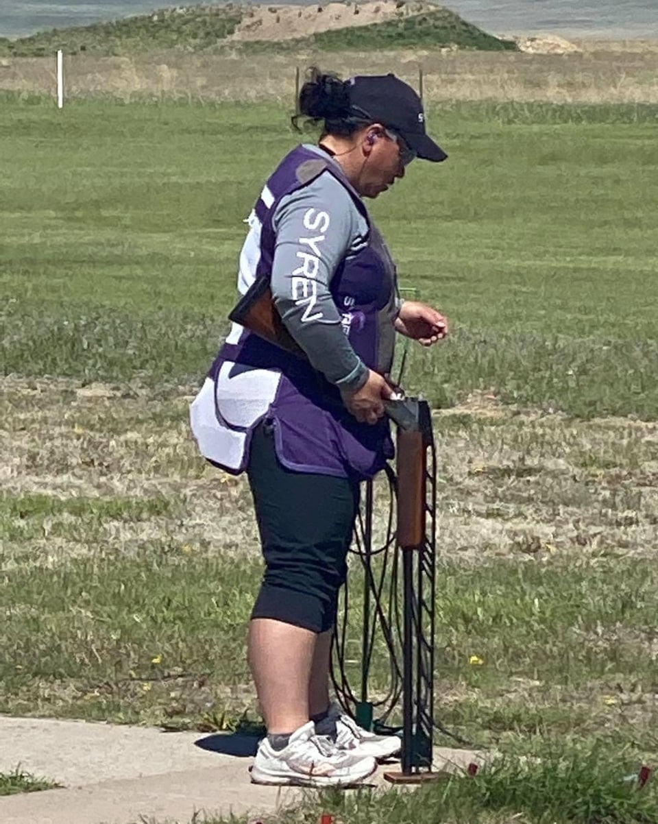 Emi Smith on range in Syren vest