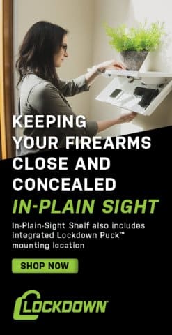 Lockdown In-Plain Sight Shelf, keeping your firearms close and concealed. Lockdown In-Plain Sight Shelf also includes integrated Lockdown Puck mounting location.