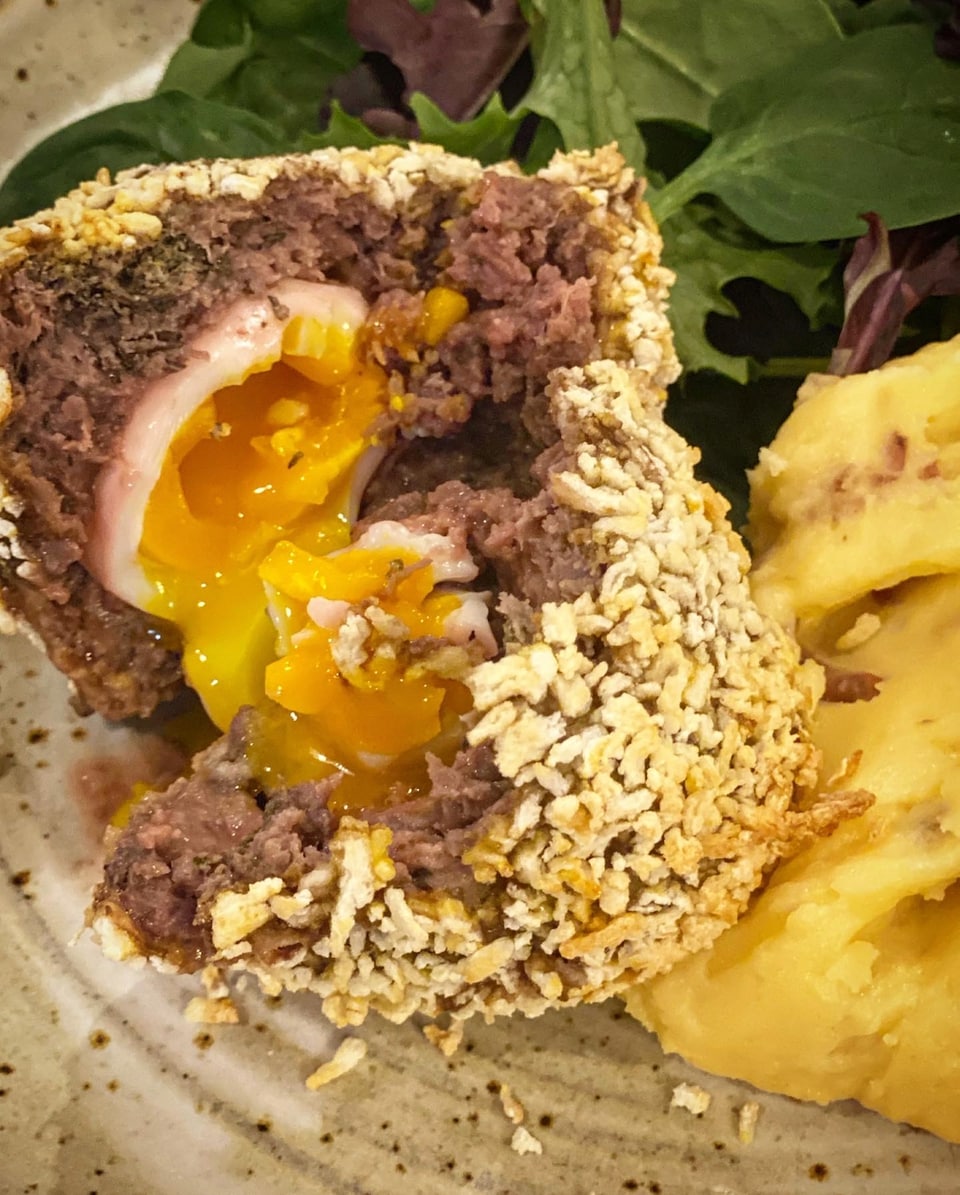 Runny yolk, tasty elk and a crunchy outside make these Scotch eggs a family favorite