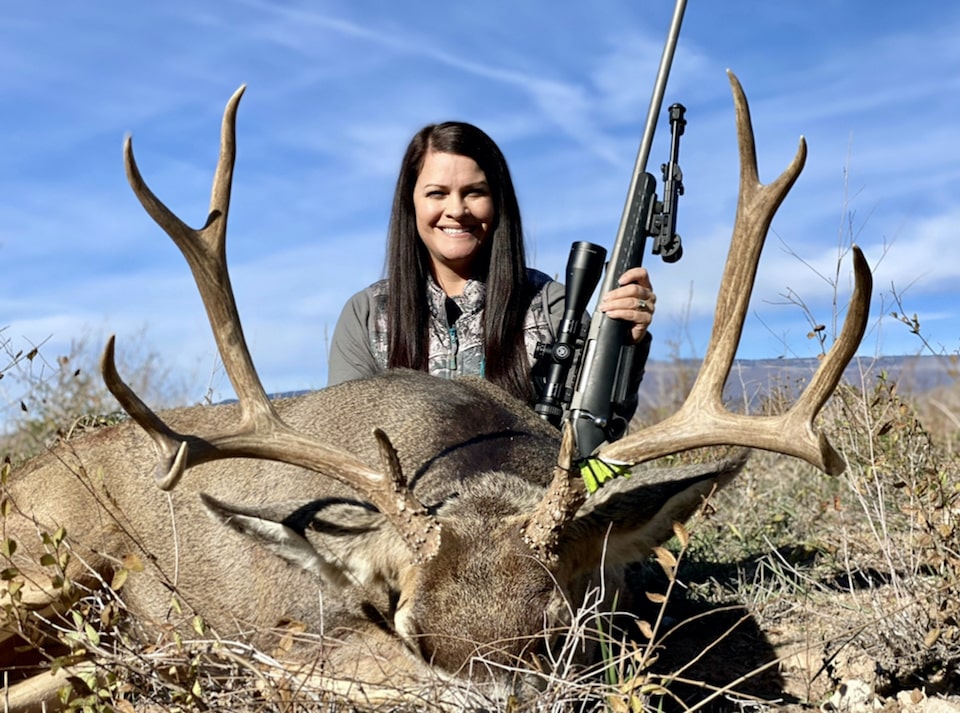 Jen OHara Harvesting Buck with Ruger American 7mm