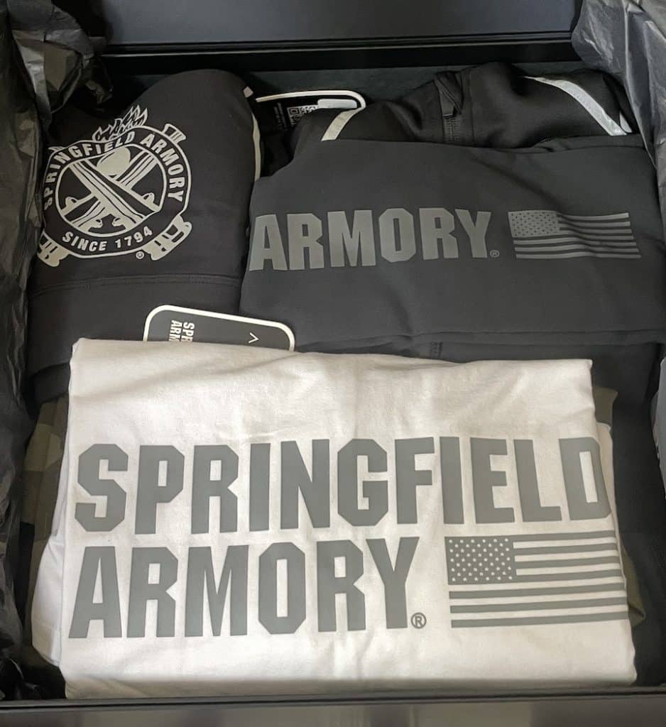 Alexo Athletica X Springfield Armory Active Wear. box open