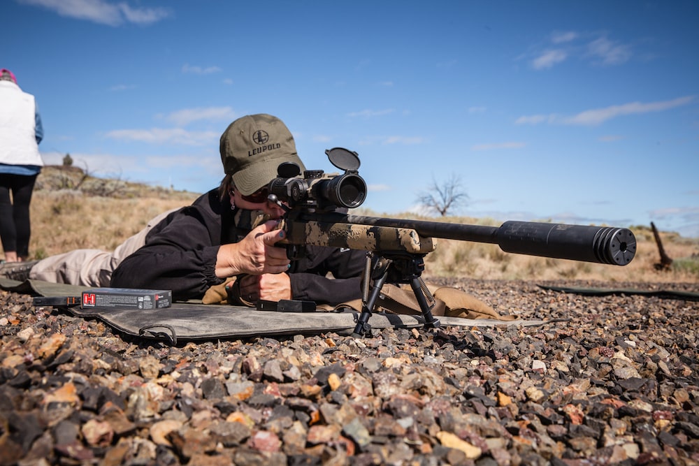 Baird on long range in Oregon with Leupold