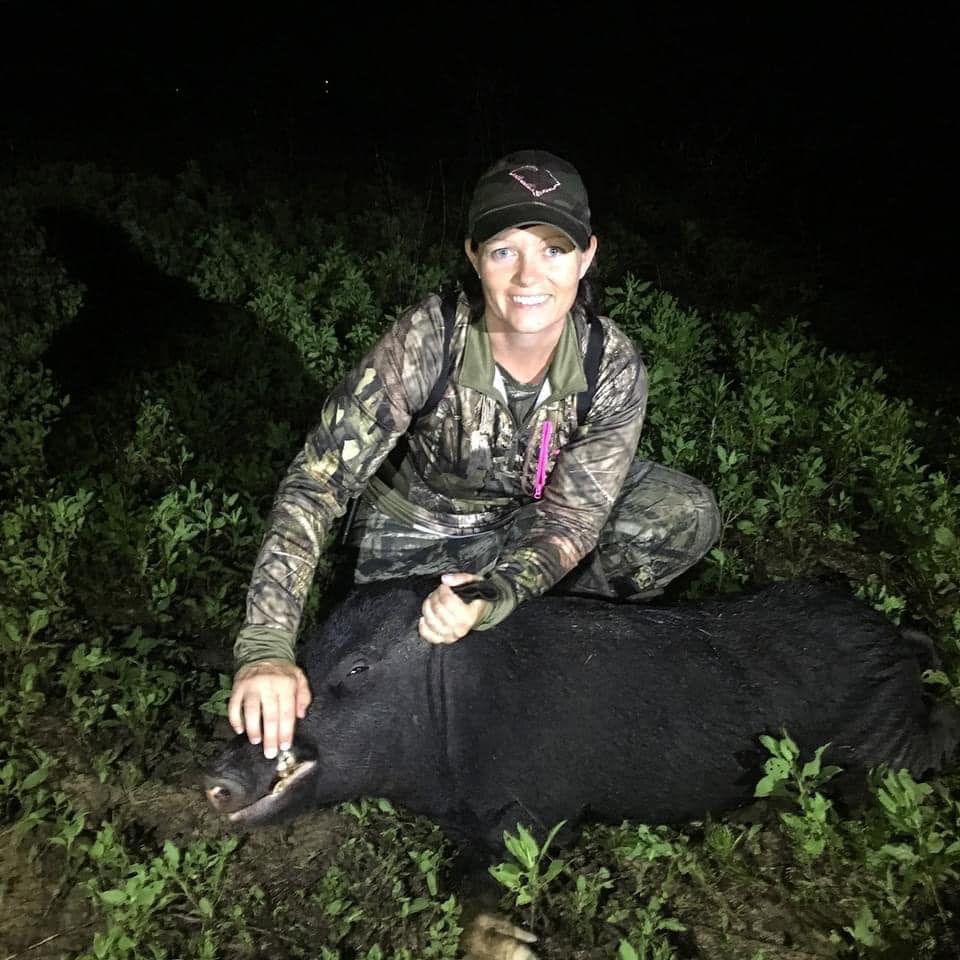 Airgun Angie’s First Hog in Georgia, dressed for success!