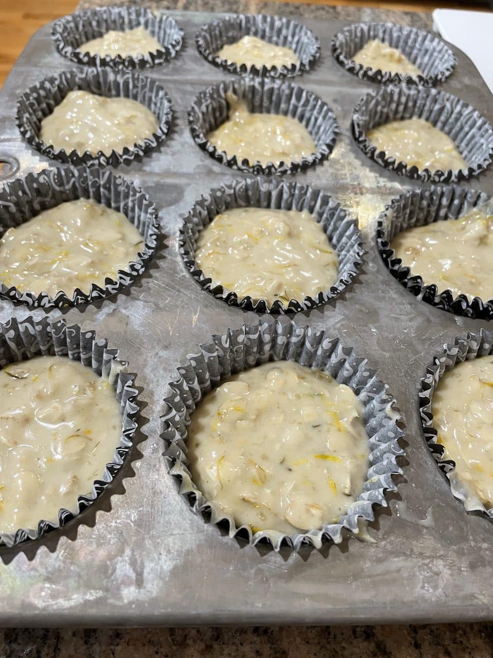 dandelion muffins in the tin