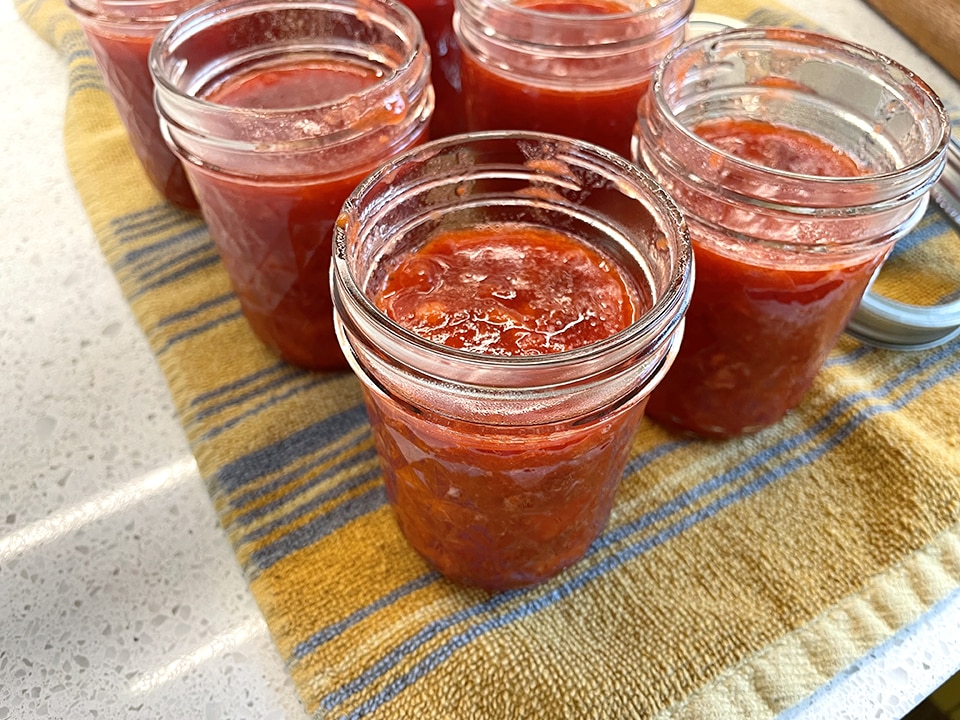 Jam close up before cleaning the jars