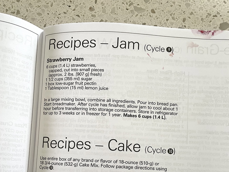 Jam recipe from bread maker manual