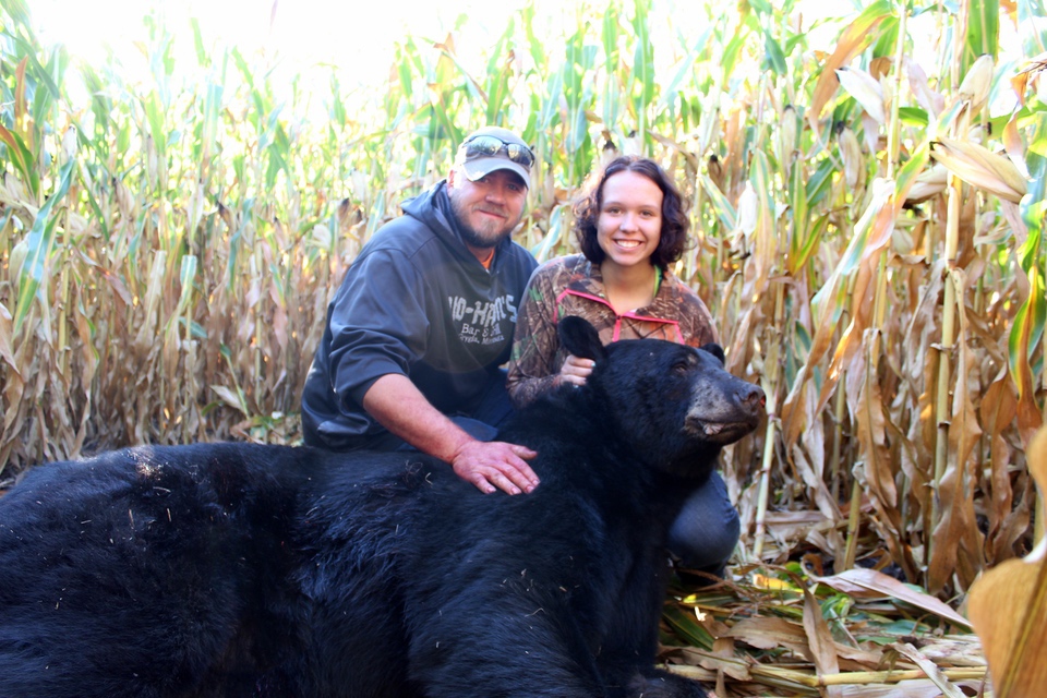 Morgan Burns and dad with bear