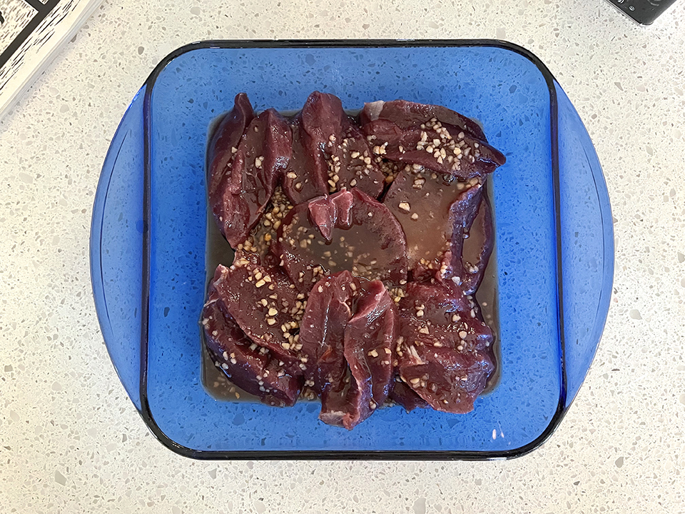 Marinating the venison loin