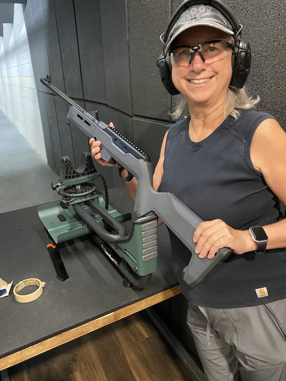 Nancy Keaton trying out the Ruger PC Carbine with Magpul Backpacker Stock