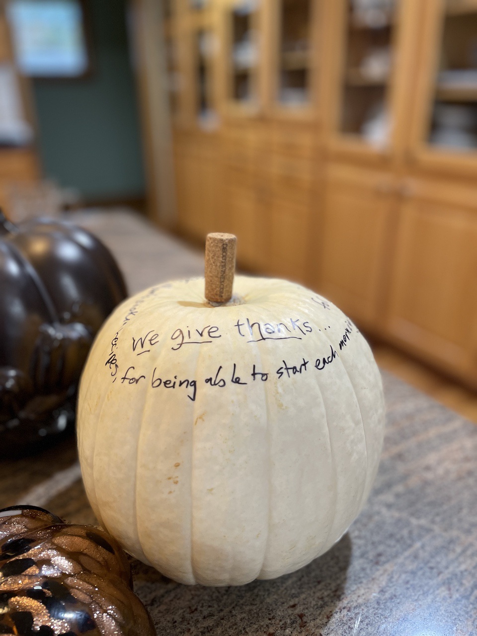 white gratitude pumpkin