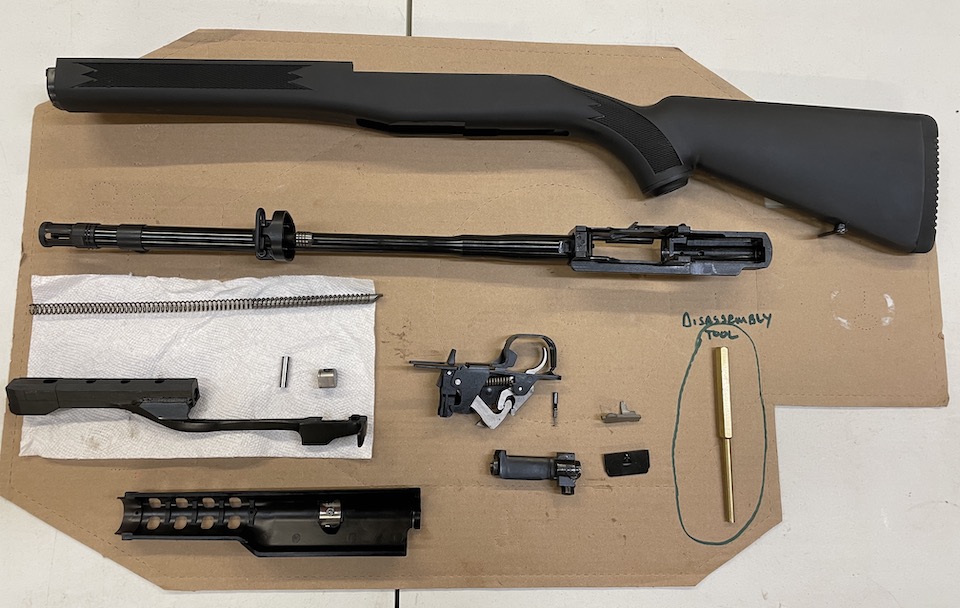 Completely disassembled Mini-14