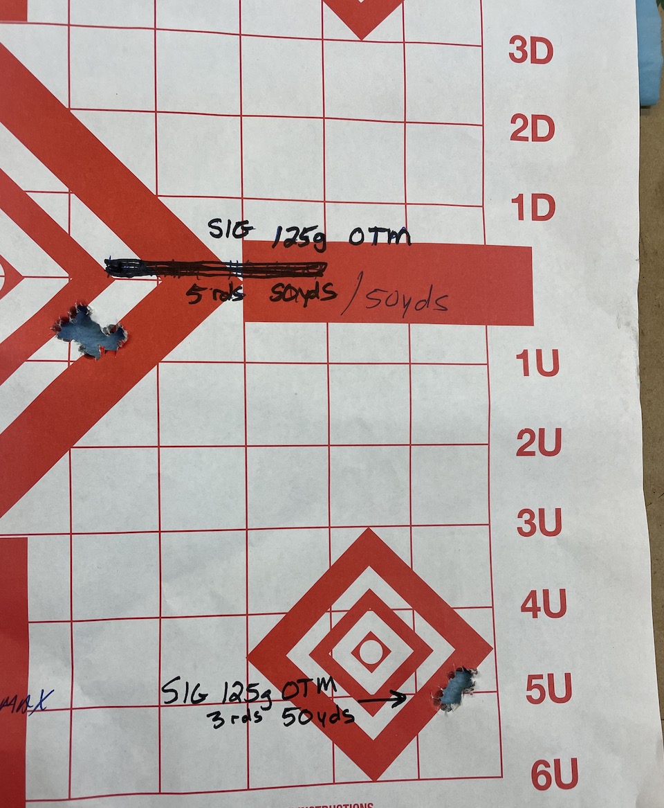 SIG 125 gr OTM best groupings