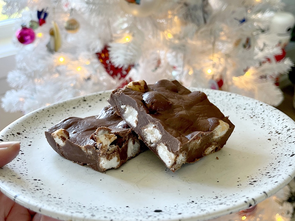 Rocky Road Fudge on plate