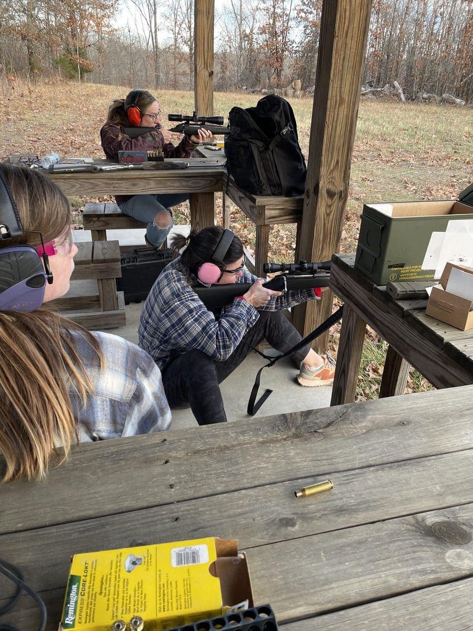 Women and girl on range