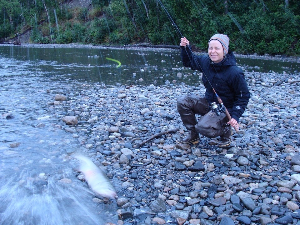 lady salmon fishing