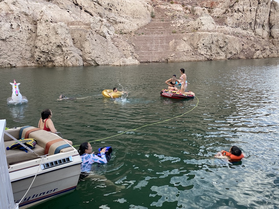 swimming off houseboat