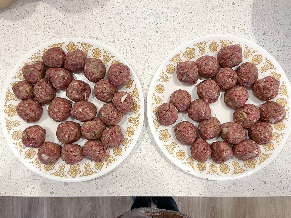 2 plates rolled Salisbury Steak meatballs