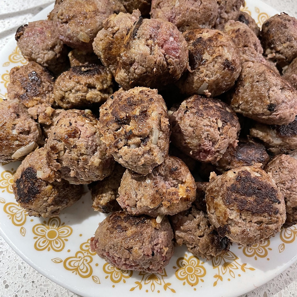 Browned Salisbury Steak meatballs