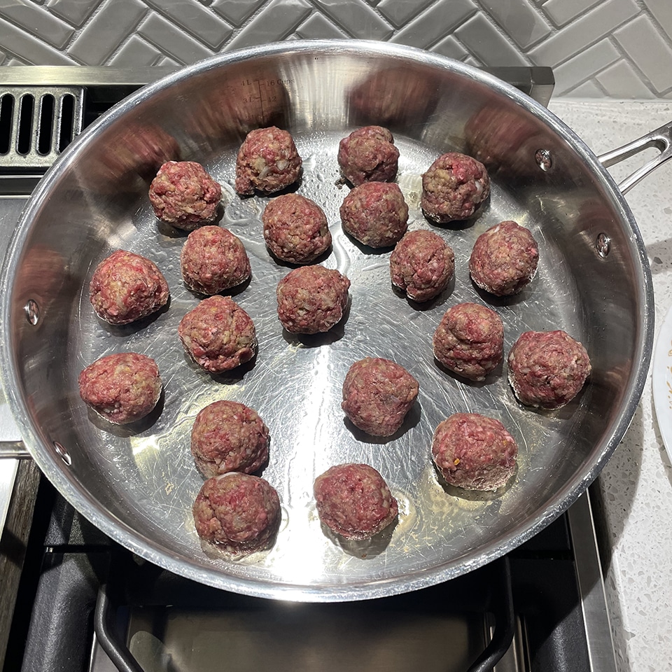 Browning the Salisbury Steak Meatballs