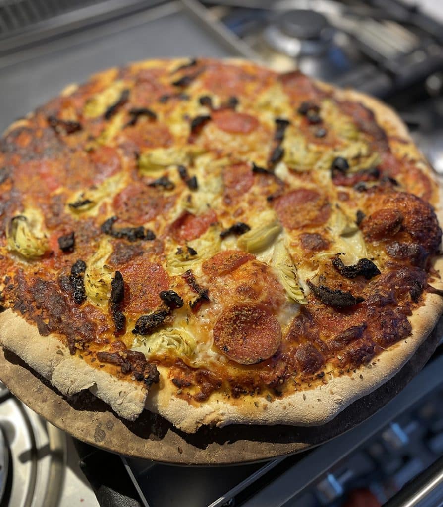 Homemade pizza on a cold night