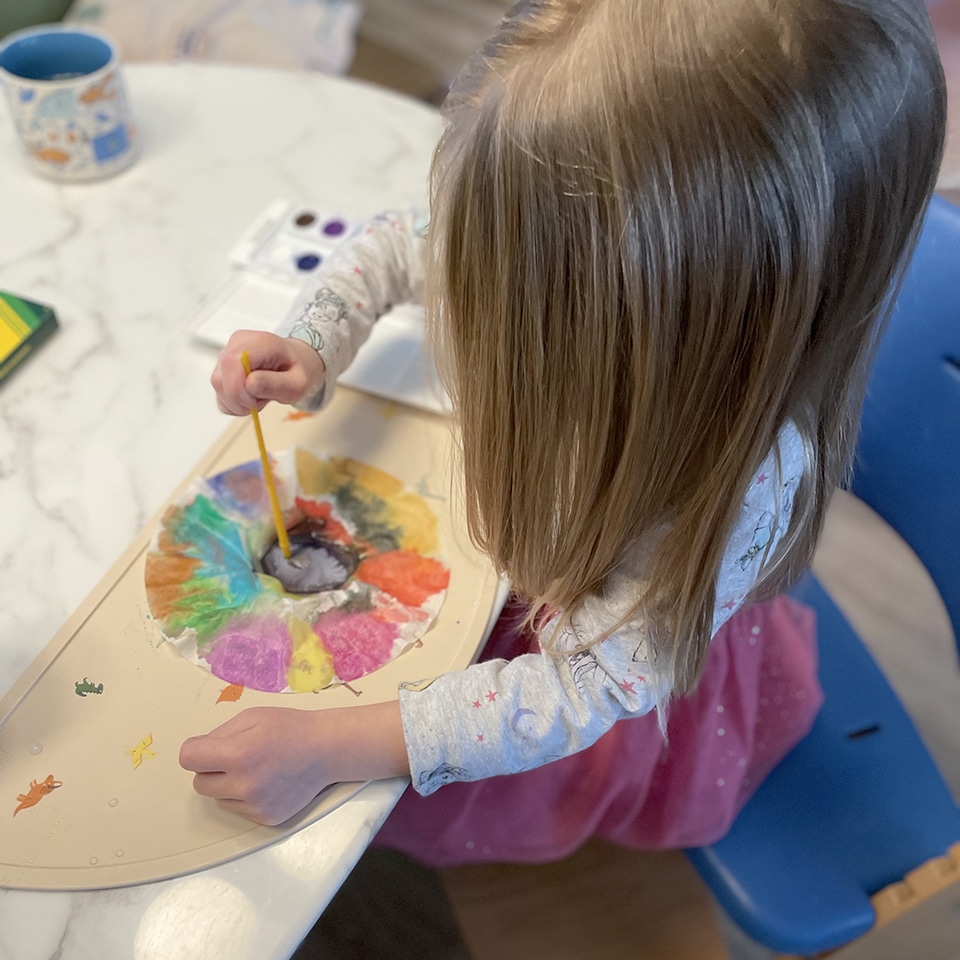 Using paint to color the coffee filters