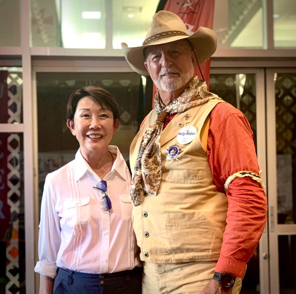 Vera with a Cowboy Shoot participant at the Senior Games