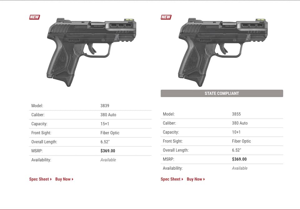 Ruger Security-380 specs