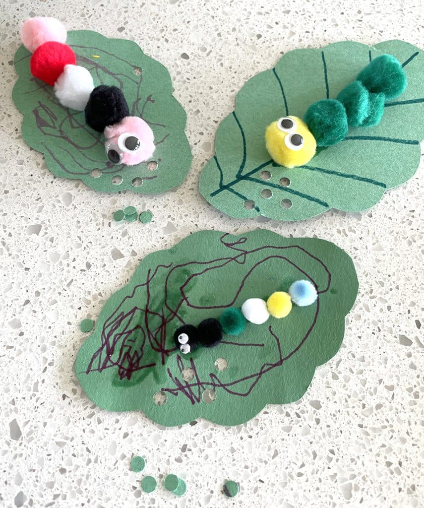 Finished Pom Pom Caterpillars