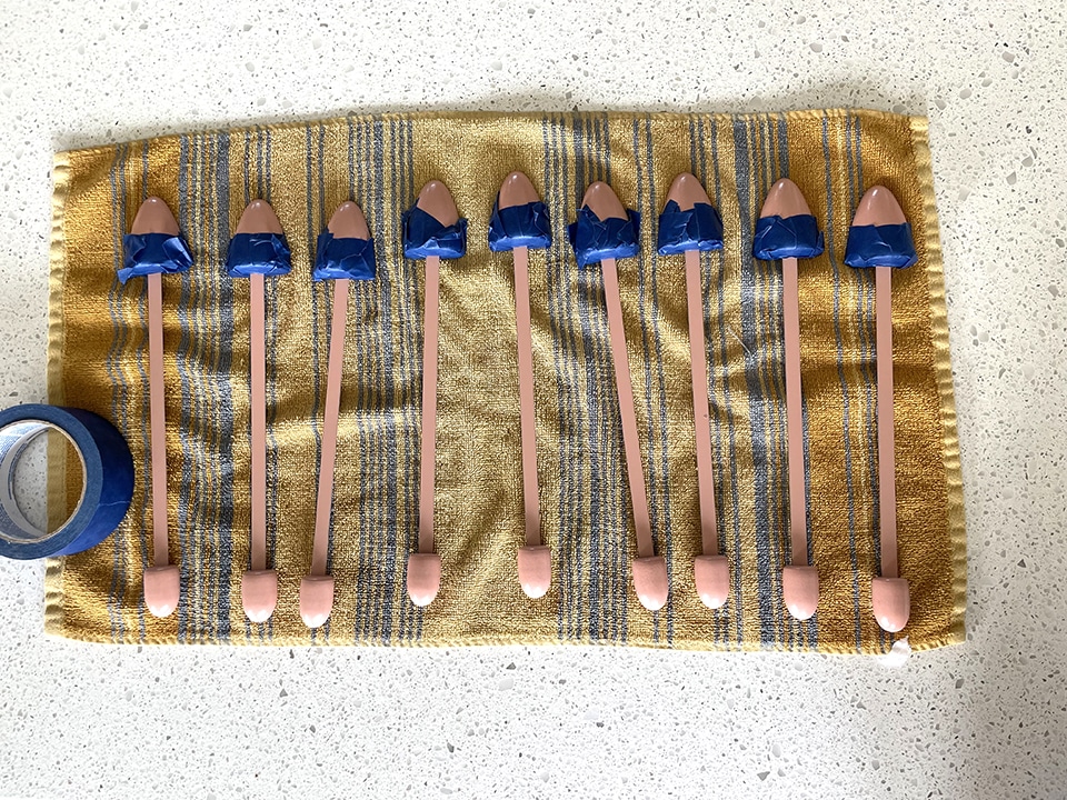 Cleaning and masking off the shoe trees