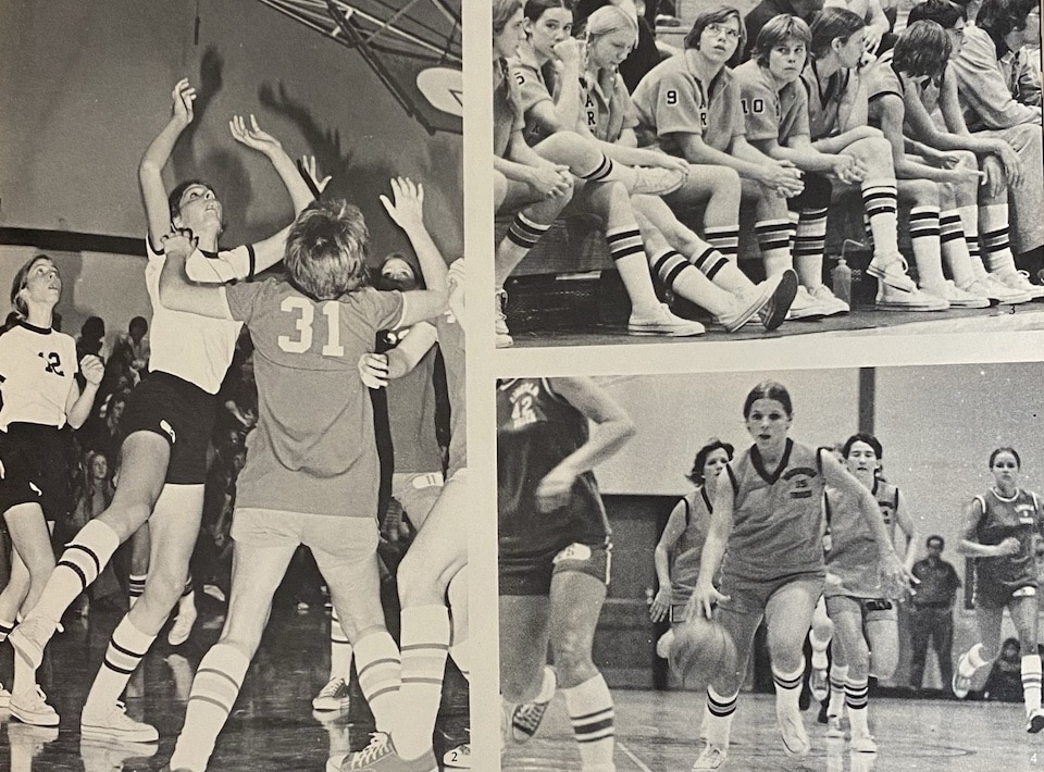 collage of photos of Washington HS girls basketball 76
