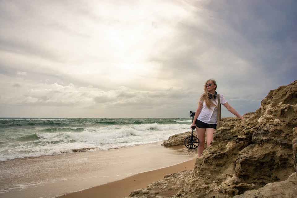 Metal detecting beach