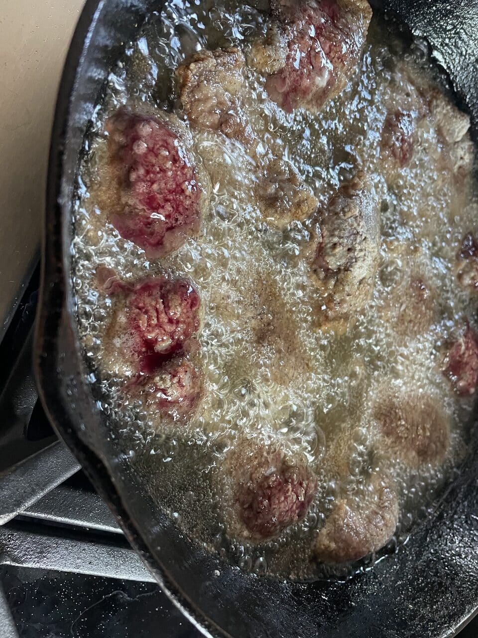 frying the venison backstrap