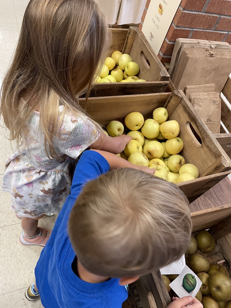 Children and apples