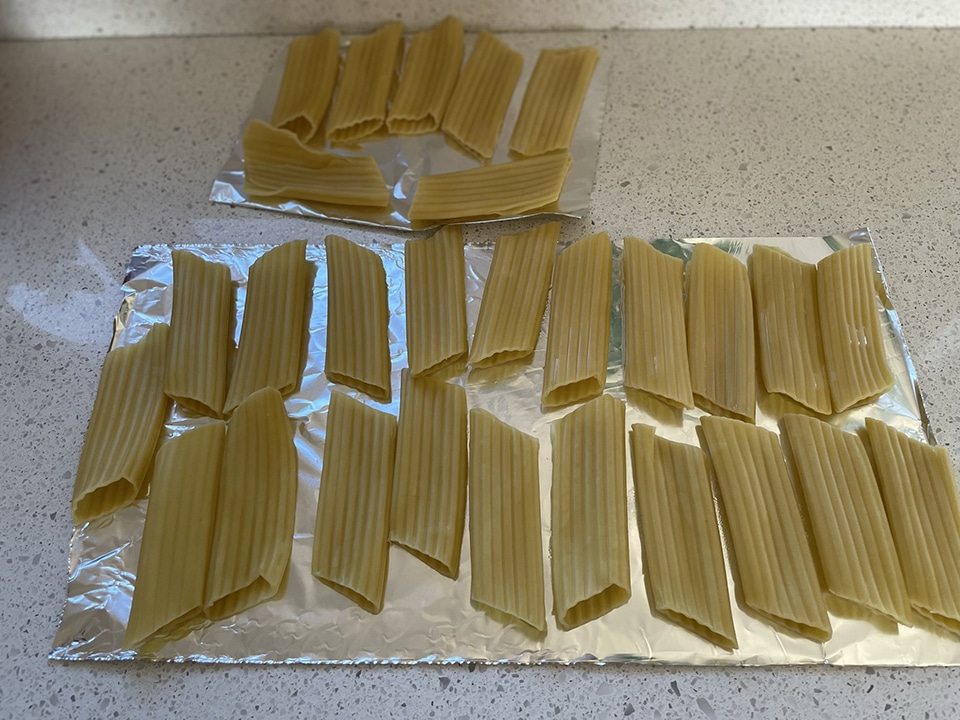 Cooling manicotti noodles