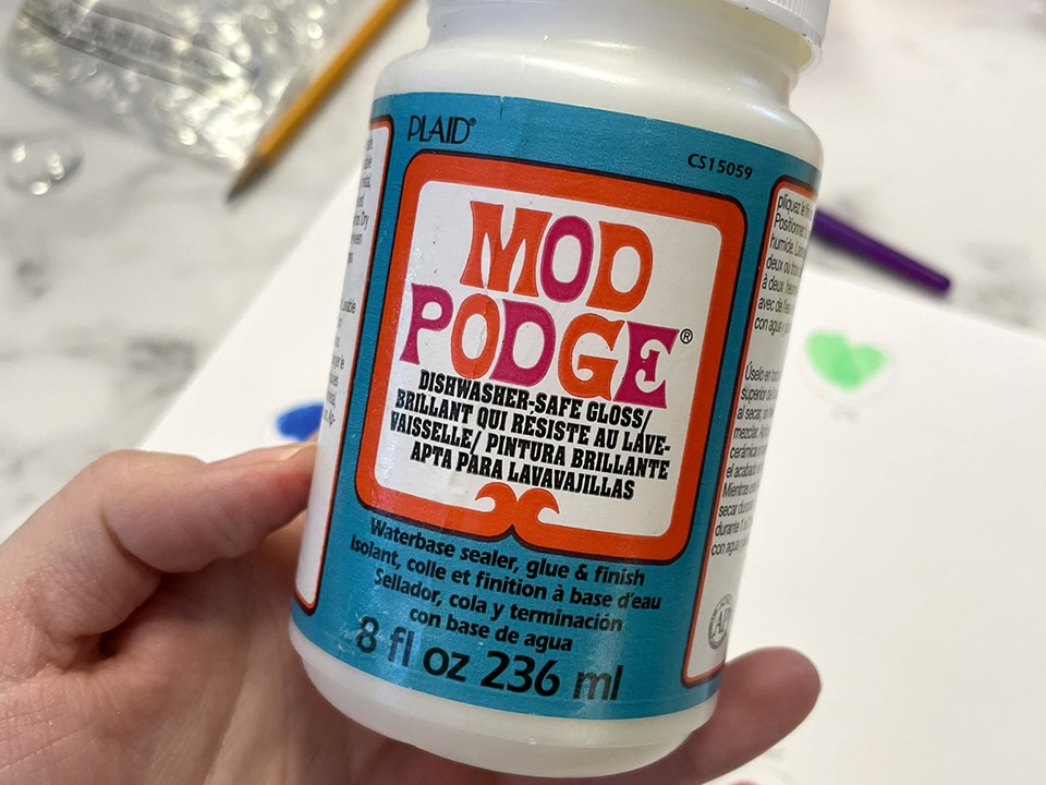 Mod Podge glue for thumbprint hearts