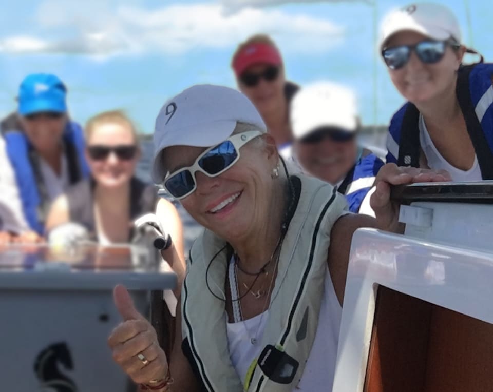 All thumbs up for after a full day of women sharing the sailing at NWSA’s Annual Women’s Sailing Conference (D. Huntsman photo)
