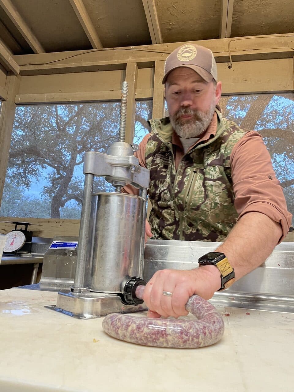 Josh Schwencke sausage making