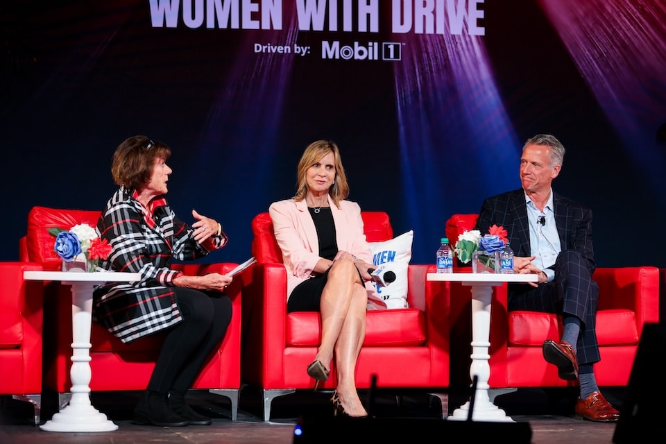 Lyn St. James (Co Founder WIMNA), Lesa France Kennedy (Vice Chair NASCAR), Steve Phelps (President NASCAR) at the Women With Drive Summit III