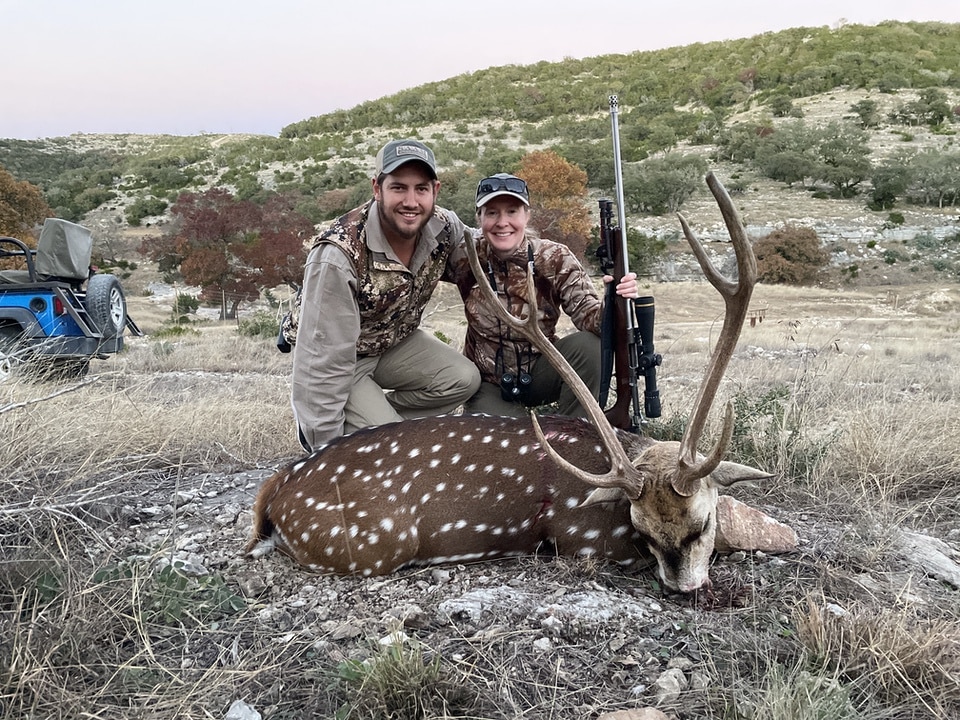 Sarah Colbert with Cali axis deer