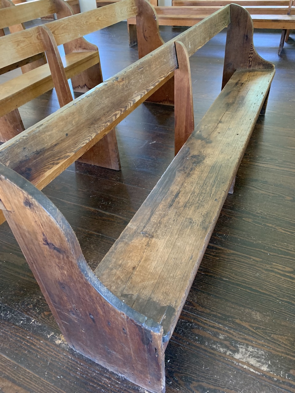 This is the only original pew in the reconstructed Dunker Church. Antietam