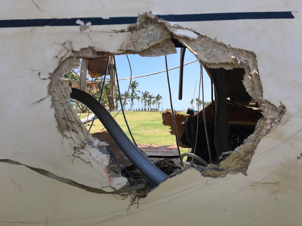 2017’s Hurricane Irma caused severe damage to this sailboat.