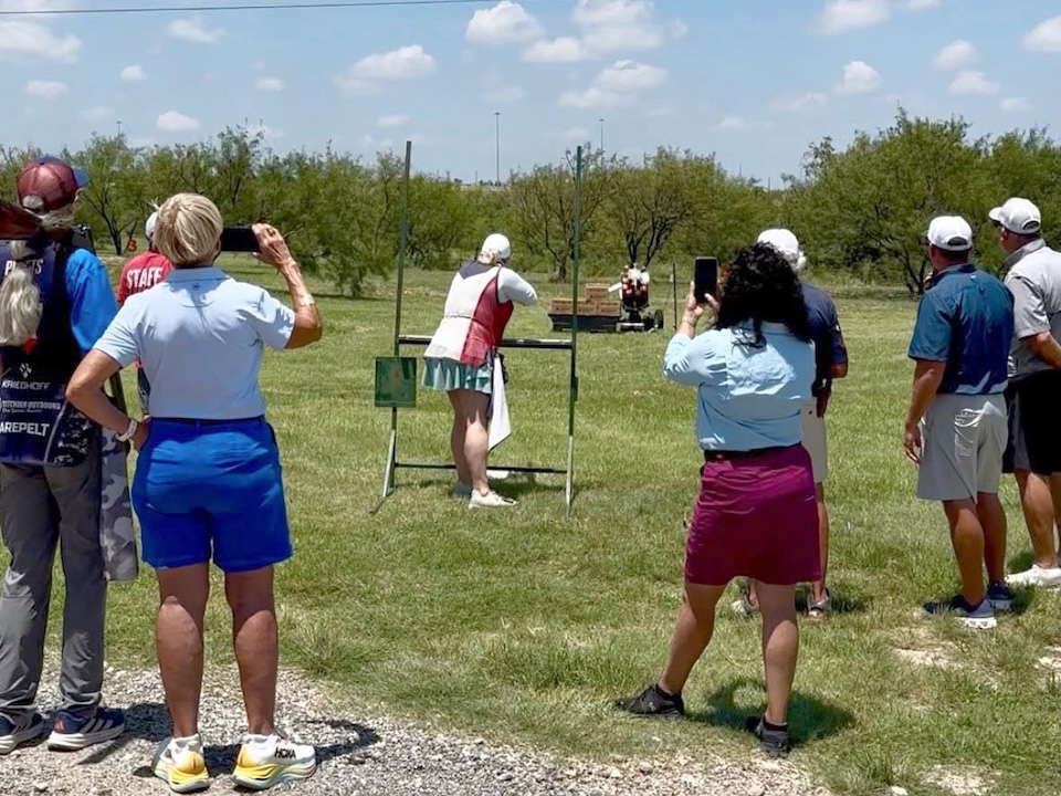Victoria Feather tied with Bron Platts at a score of 178, then won an exciting shoot-off to earn the title of High Overall Winner of the A Girl & A Gun Clays Extravaganza.