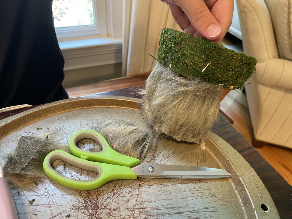 Beard attached to clay gnome pot