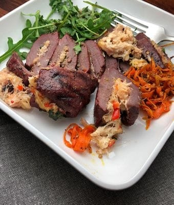 Crab Stuffed Venison Elk Steaks feature